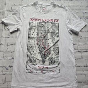 Armani‎ Exchange A|X Men’s Slim Fit Graphic Map Print T-Shirt White Size XS